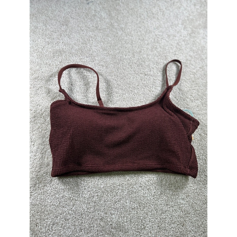 Korna Sol Women's Swimwear Brown Large Textured Padded Bikini Top‎